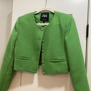 Green dressy jacket Zara never worn